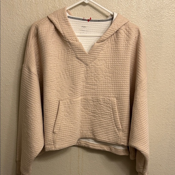 Nike Women Yoga Therma Fit Cream Quilted Hoodie Size Large - Picture 1 of 6